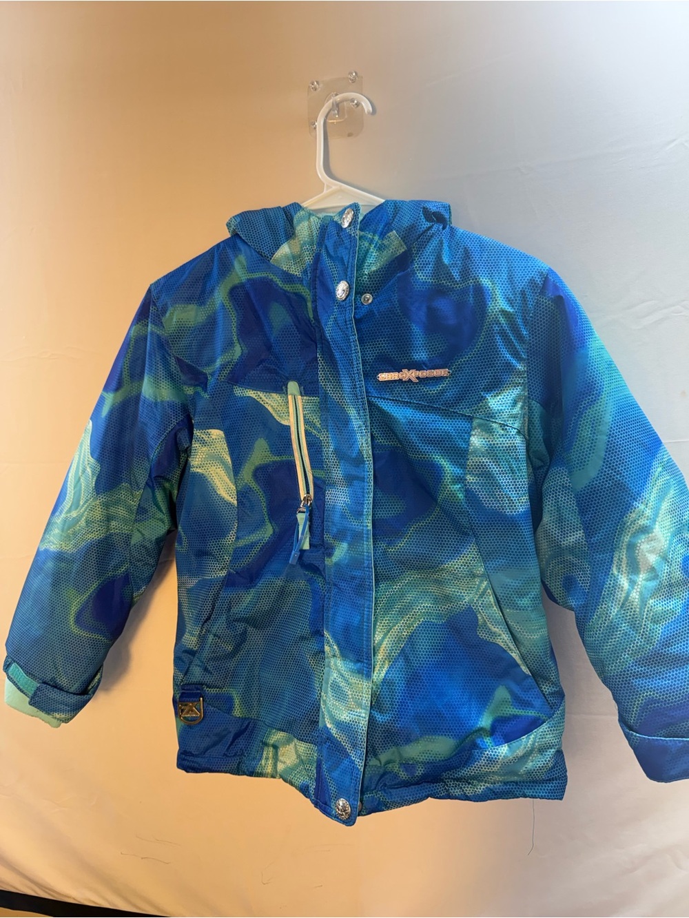 ZeroXposur Blue & Teal Swirl Puffer Jacket with Hood